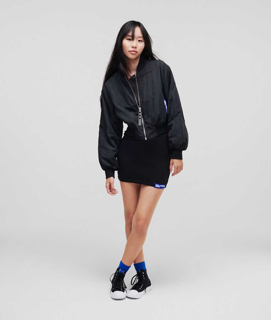 Black Women's Karl Lagerfeld Klj Cropped Bomber Jackets | AE981BIXR