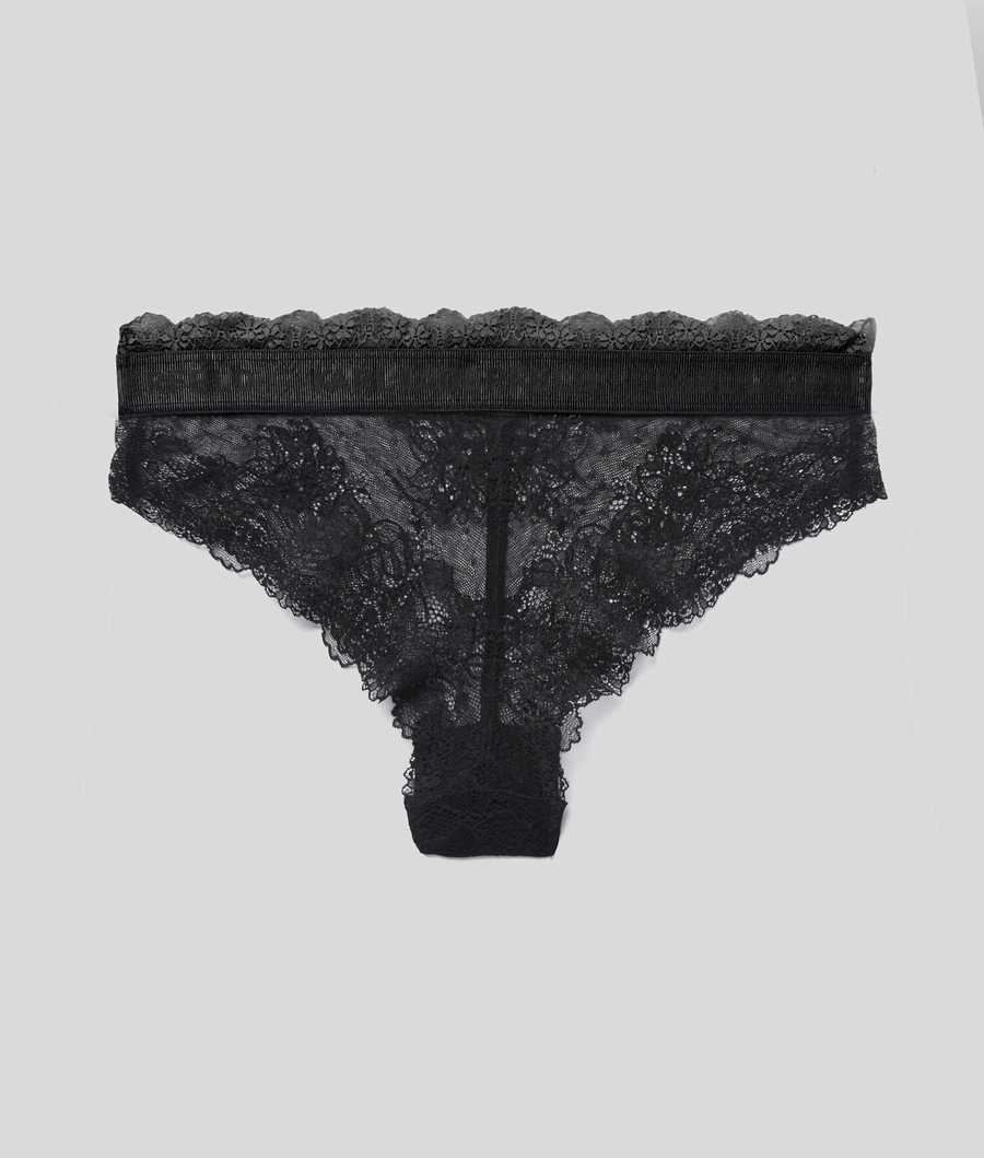 Black Women's Karl Lagerfeld Lace Bikini Briefs Underwear | AE240TWZL