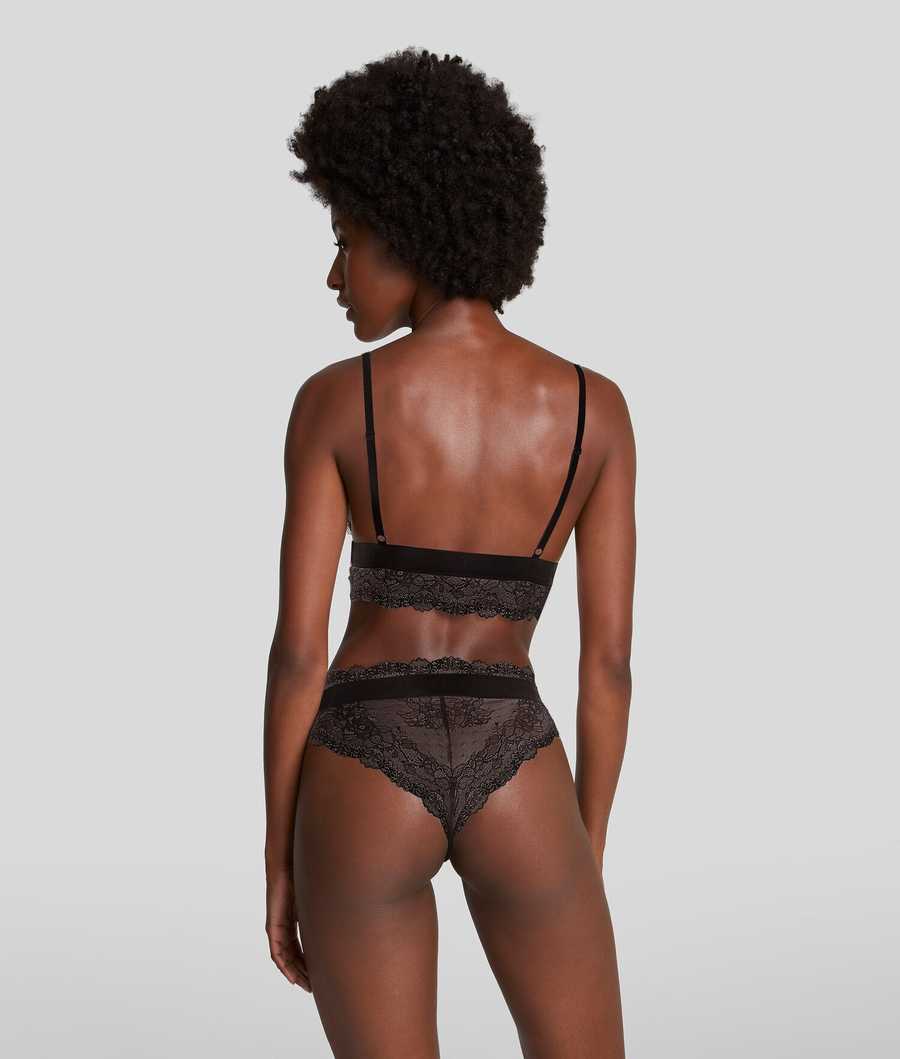 Black Women's Karl Lagerfeld Lace Bikini Briefs Underwear | AE240TWZL