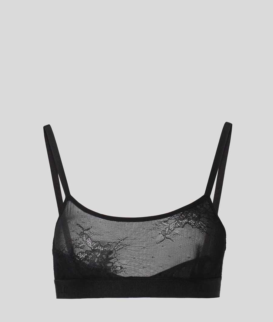 Black Women's Karl Lagerfeld Lace Bralette Underwear | AE842ZIEL