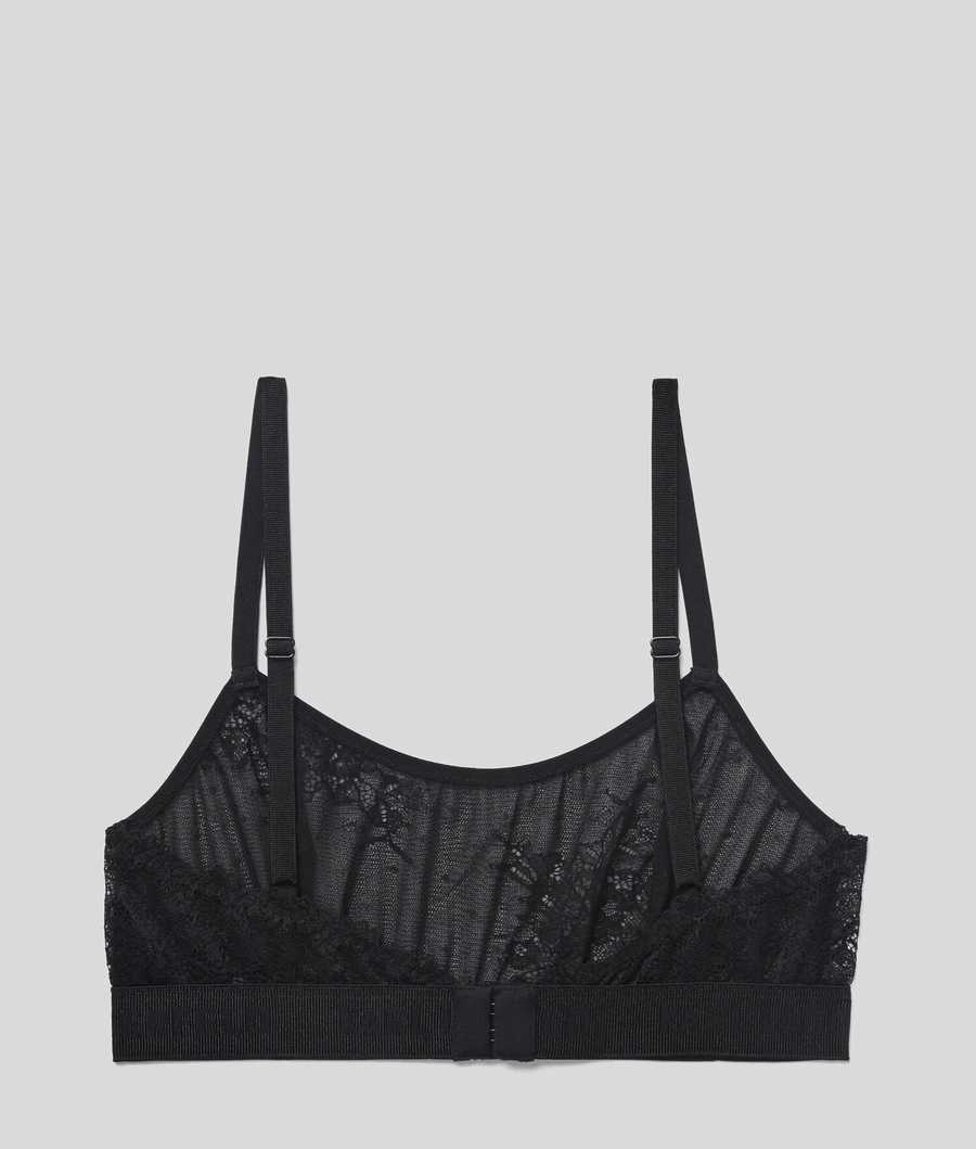 Black Women's Karl Lagerfeld Lace Bralette Underwear | AE842ZIEL