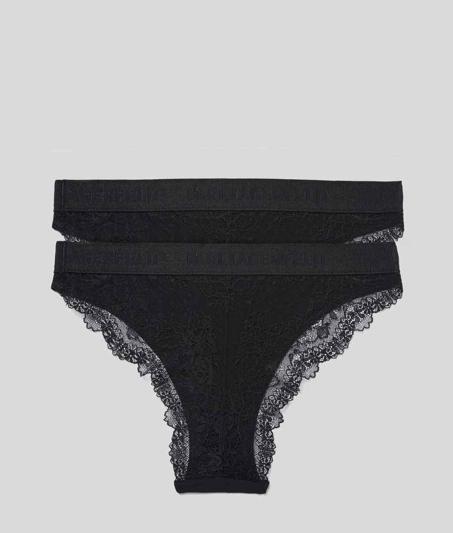 Black Women's Karl Lagerfeld Lace Briefs - 2 Pack Underwear | AE379LSPY