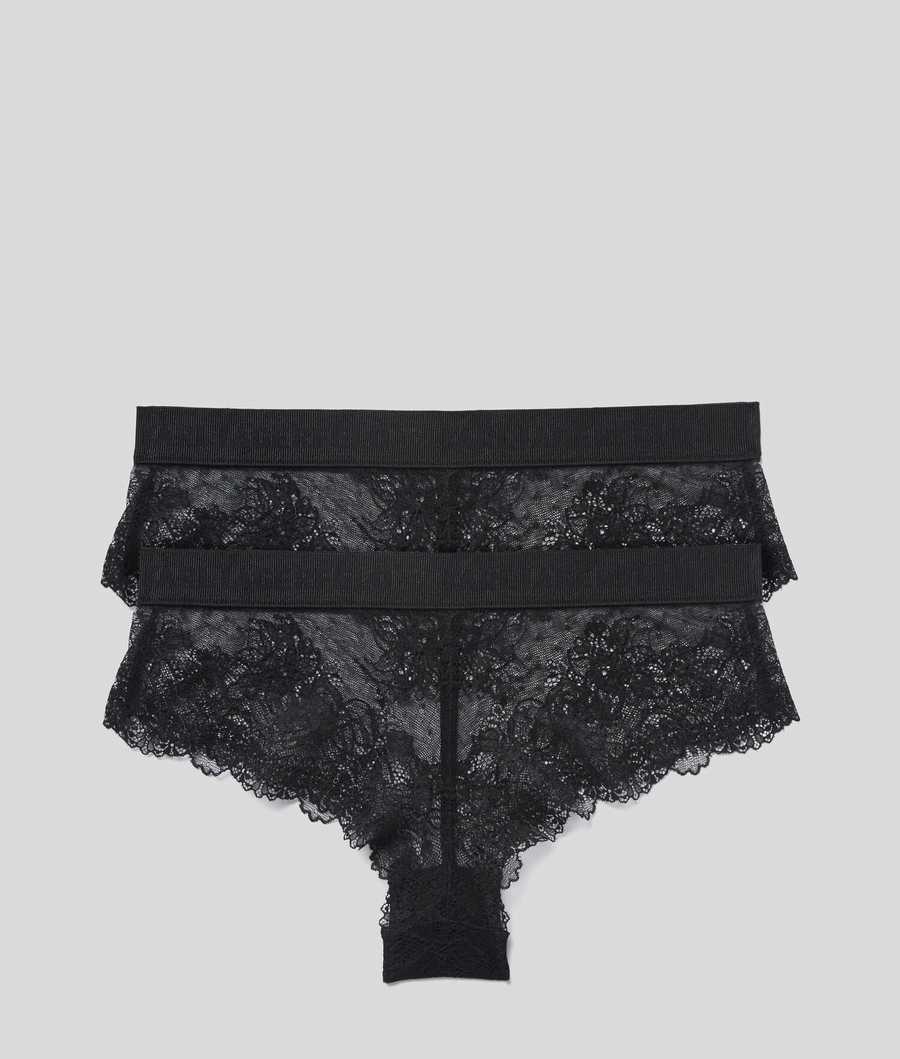 Black Women\'s Karl Lagerfeld Lace Hipster Briefs - 2 Pack Underwear | AE538OSIE