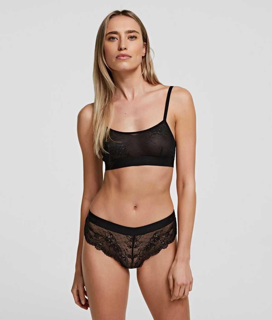 Black Women's Karl Lagerfeld Lace Hipster Briefs Underwear | AE789YMPG