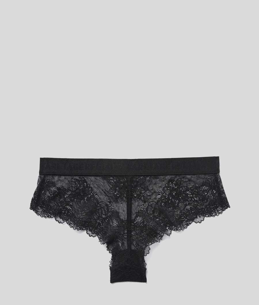 Black Women's Karl Lagerfeld Lace Hipster Briefs Underwear | AE789YMPG