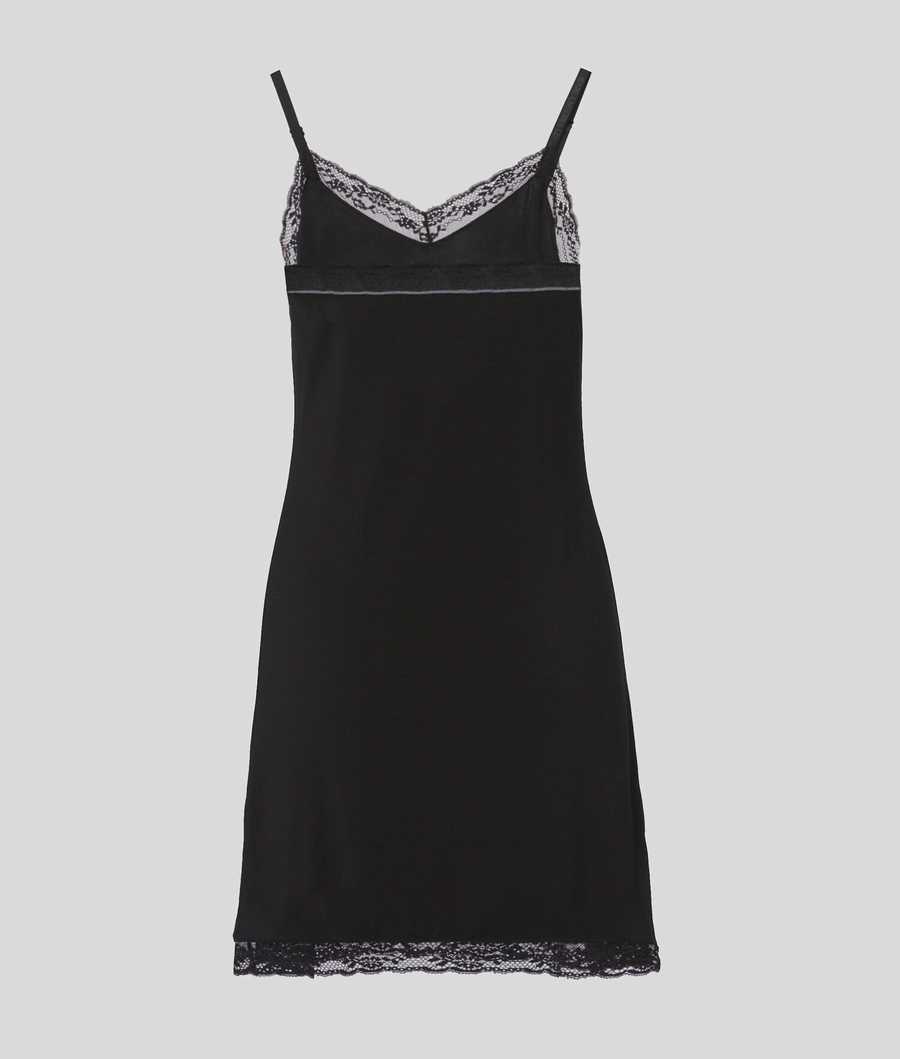 Black Women's Karl Lagerfeld Lace Slip Dress Underwear | AE081OIDL