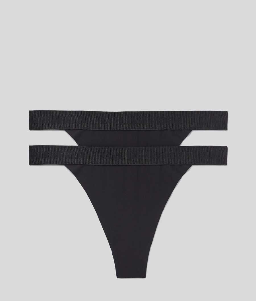 Black Women\'s Karl Lagerfeld Lace Thong - 2 Pack Underwear | AE412DFSU