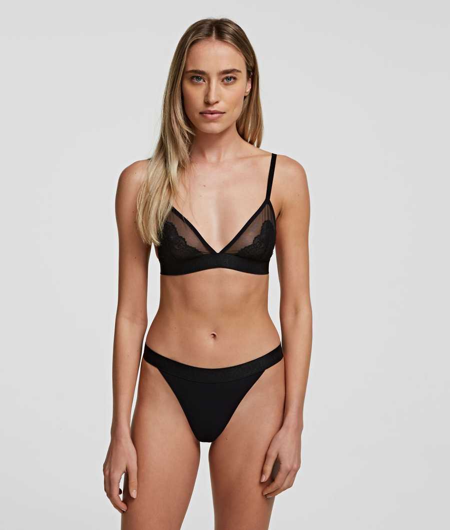 Black Women's Karl Lagerfeld Lace Thong Underwear | AE673MRBQ