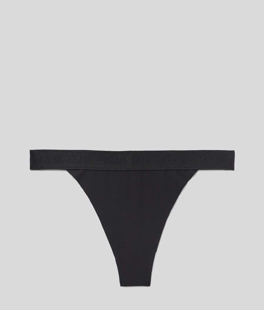 Black Women\'s Karl Lagerfeld Lace Thong Underwear | AE673MRBQ