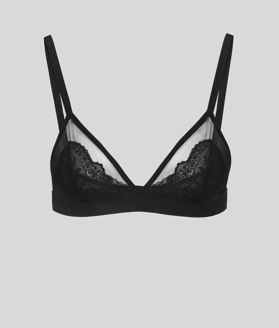 Black Women\'s Karl Lagerfeld Lace Triangle Bra Underwear | AE746TEPG