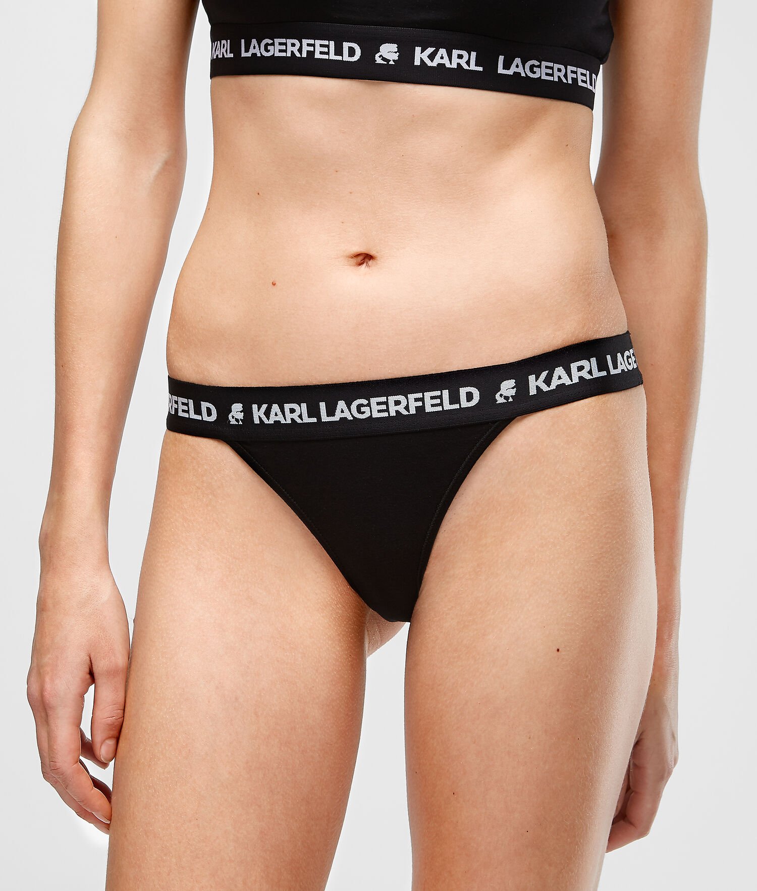 Black Women's Karl Lagerfeld Logo Brazilian Briefs Underwear | AE057BDLQ