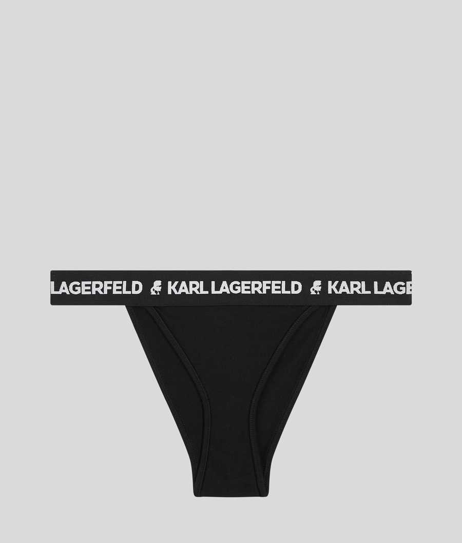 Black Women\'s Karl Lagerfeld Logo Brazilian Briefs Underwear | AE057BDLQ