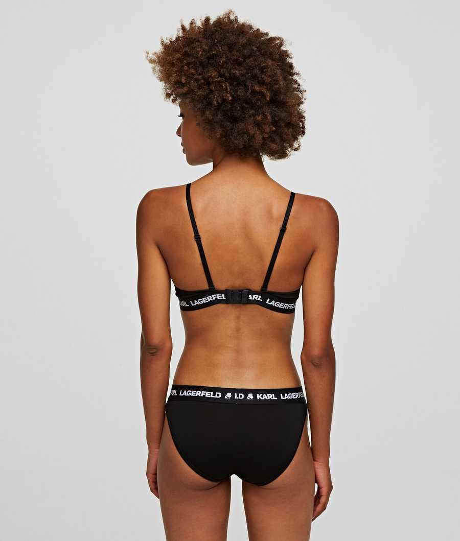 Black Women's Karl Lagerfeld Logo Briefs - 2 Pack Underwear | AE789PLBM