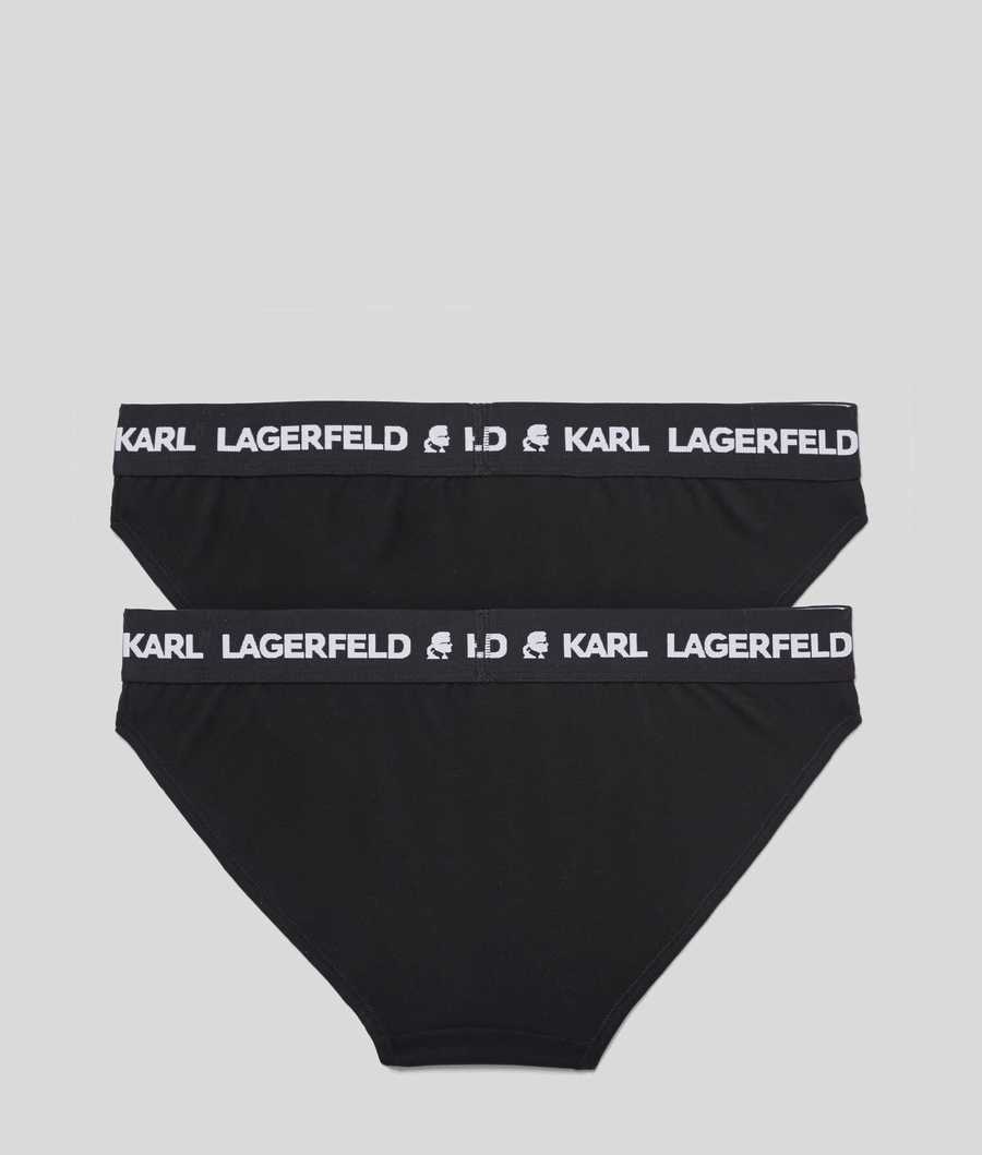 Black Women's Karl Lagerfeld Logo Briefs - 2 Pack Underwear | AE789PLBM