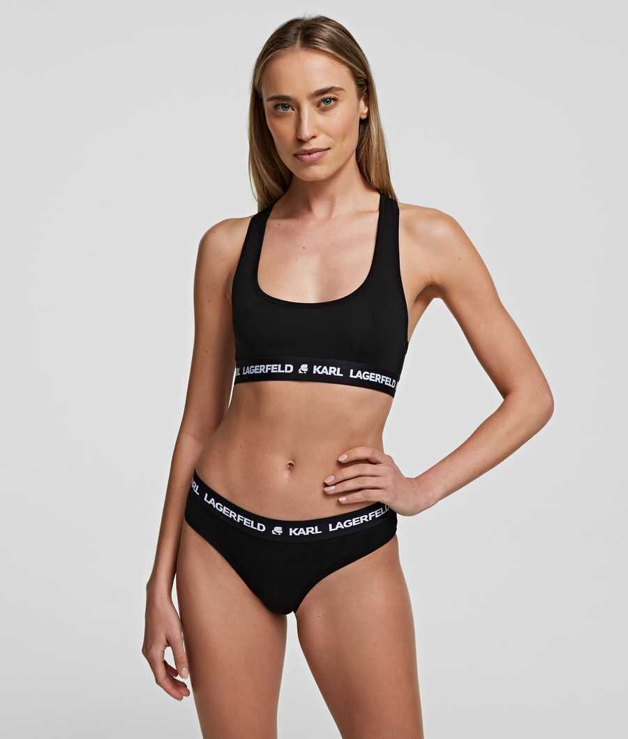 Black Women's Karl Lagerfeld Logo Hipster Briefs Underwear | AE526EPZX