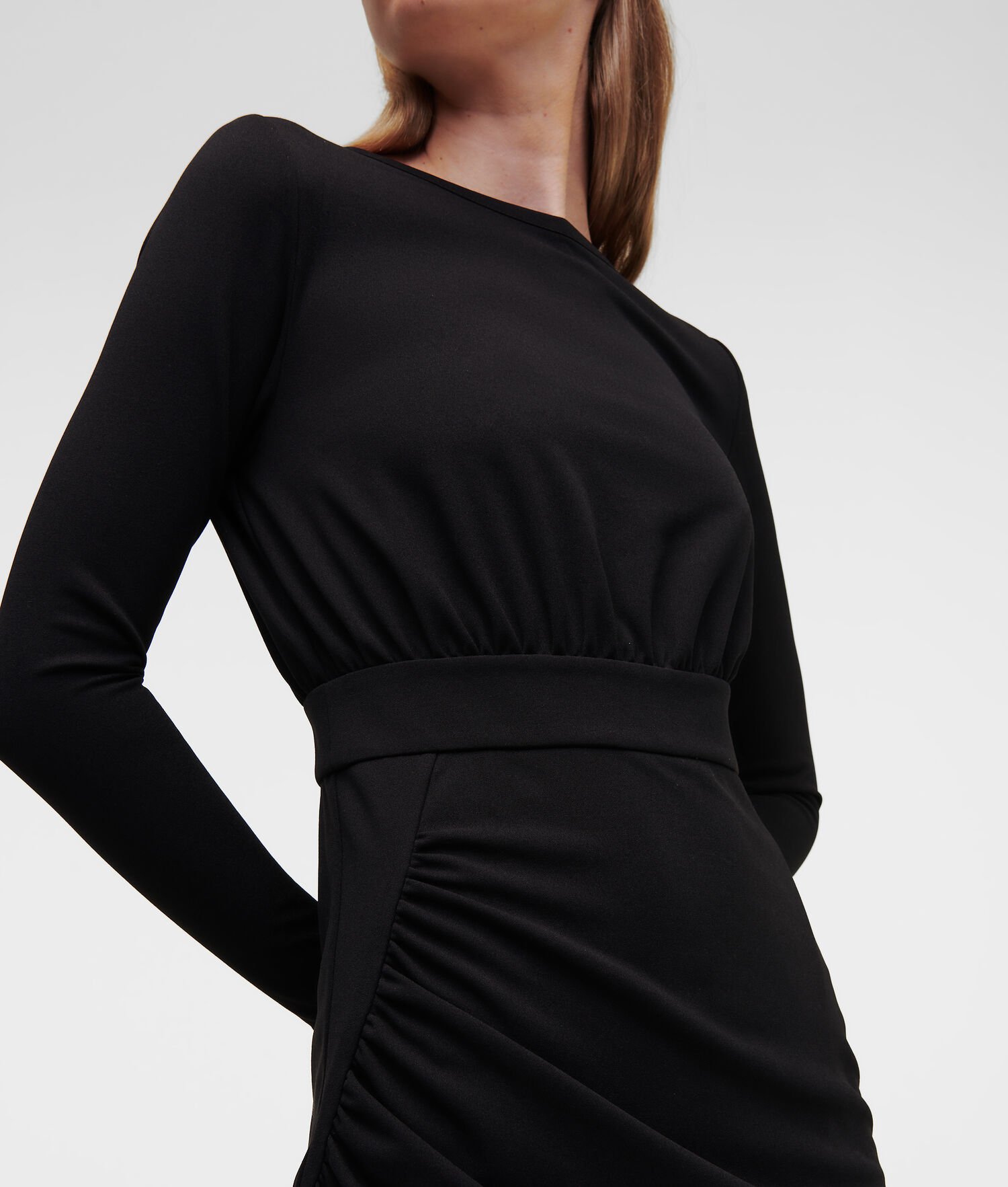 Black Women's Karl Lagerfeld Long-sleeved Jersey Dresses | AE729MVHY