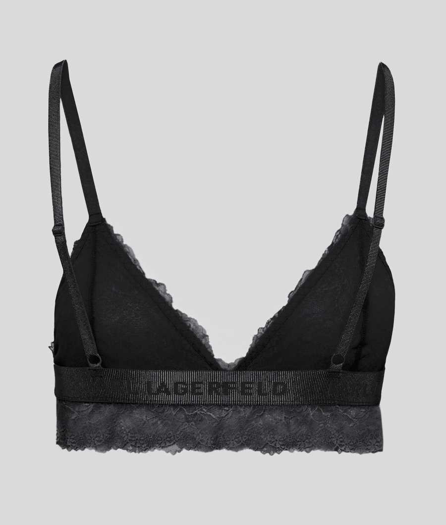 Black Women's Karl Lagerfeld Longline Lace Triangle Bra Underwear | AE871RQPY