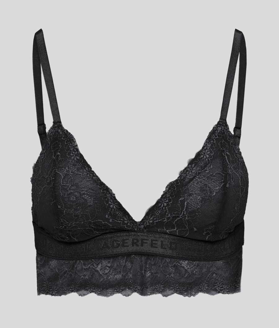 Black Women\'s Karl Lagerfeld Longline Lace Triangle Bra Underwear | AE871RQPY