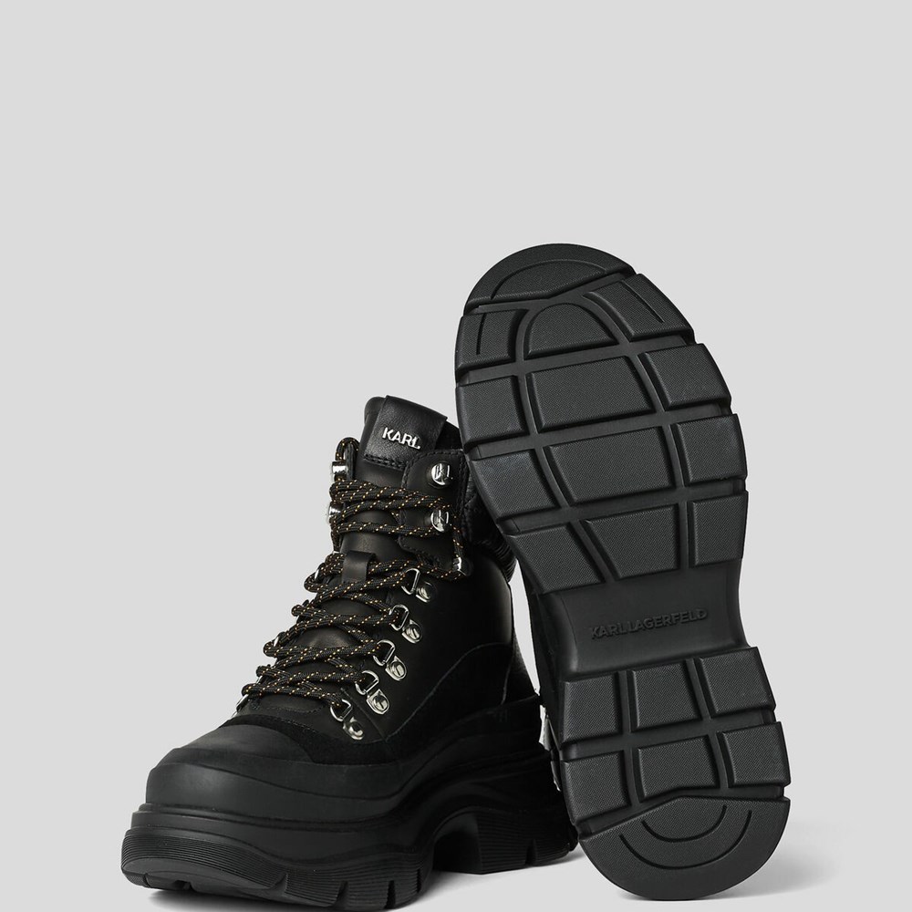 Black Women's Karl Lagerfeld Luna Hiker Lace Boots | AE513KLSY