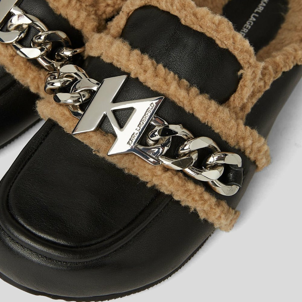 Black Women's Karl Lagerfeld Odessa Kasa Chain Mules Sandals & Flats | AE956TVJF