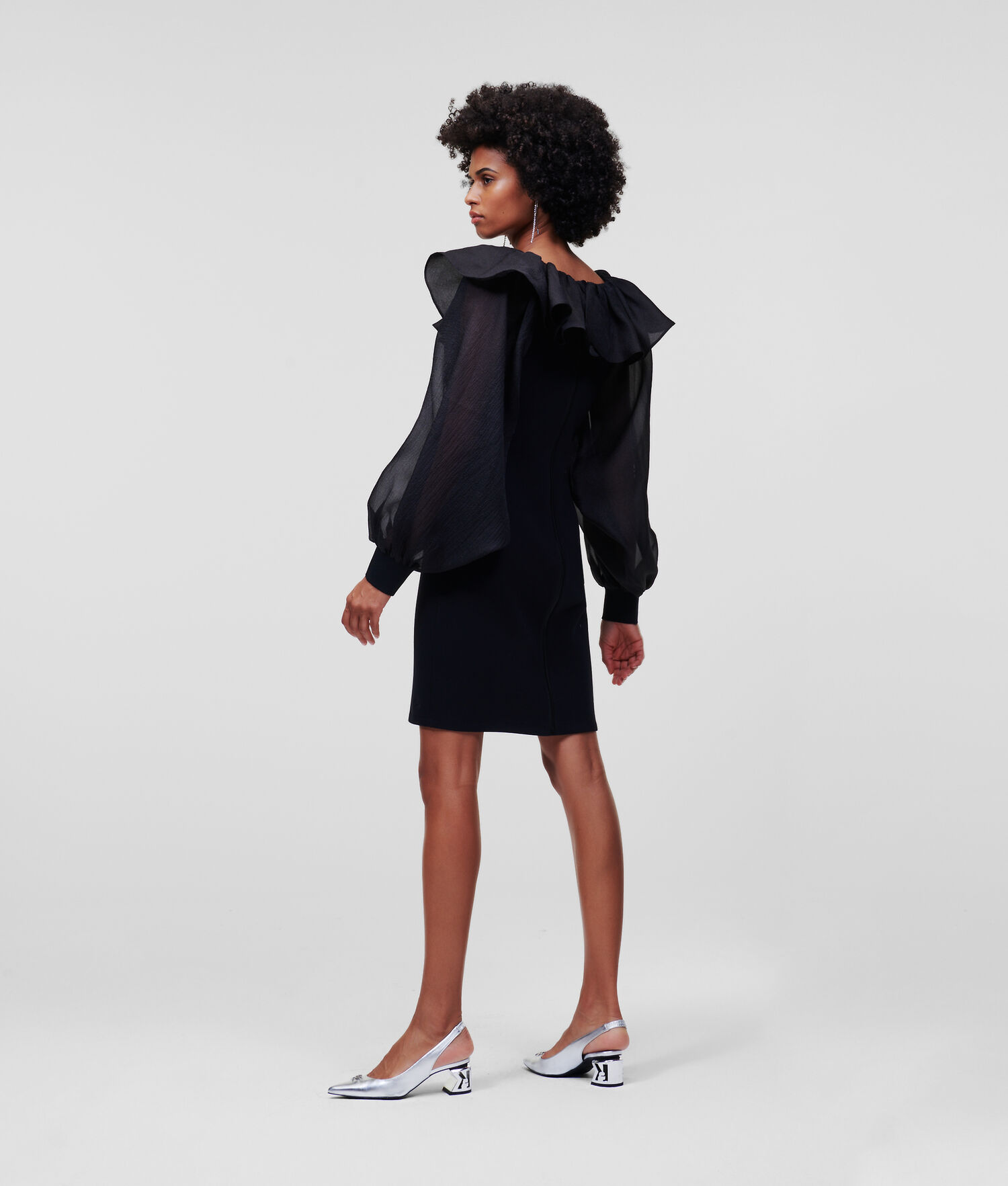 Black Women's Karl Lagerfeld Oversized Collar Dresses | AE615UNVT