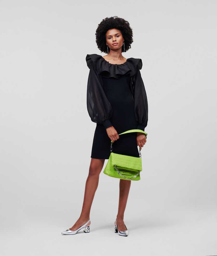 Black Women's Karl Lagerfeld Oversized Collar Dresses | AE615UNVT