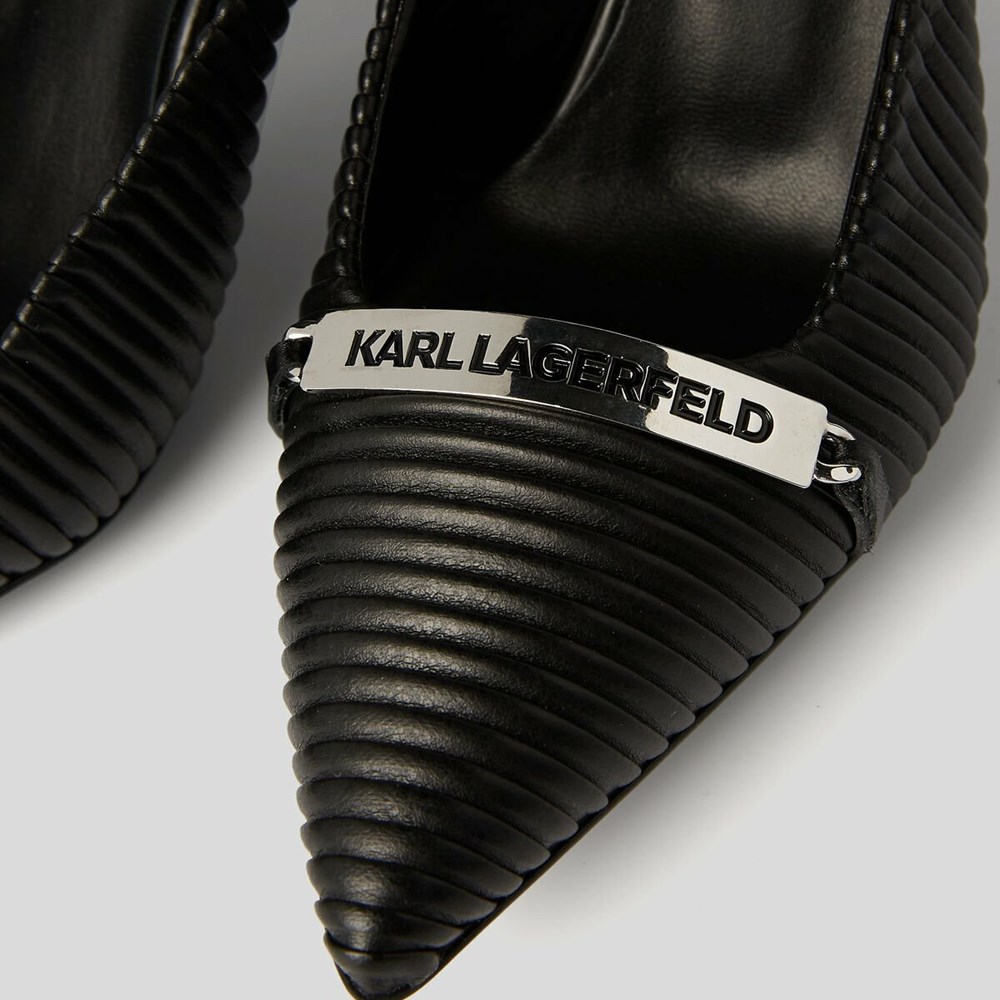 Black Women's Karl Lagerfeld Panache Pleated Court Shoes Sandals & Flats | AE743BNGD