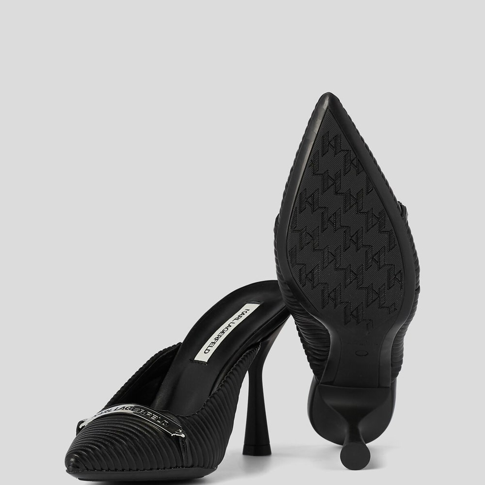 Black Women's Karl Lagerfeld Panache Pleated Court Shoes Sandals & Flats | AE743BNGD