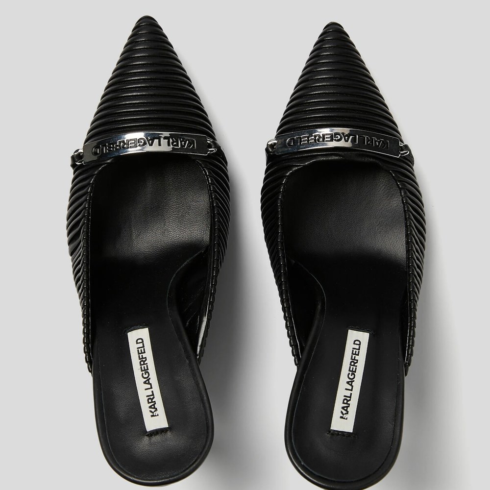 Black Women's Karl Lagerfeld Panache Pleated Court Shoes Sandals & Flats | AE743BNGD