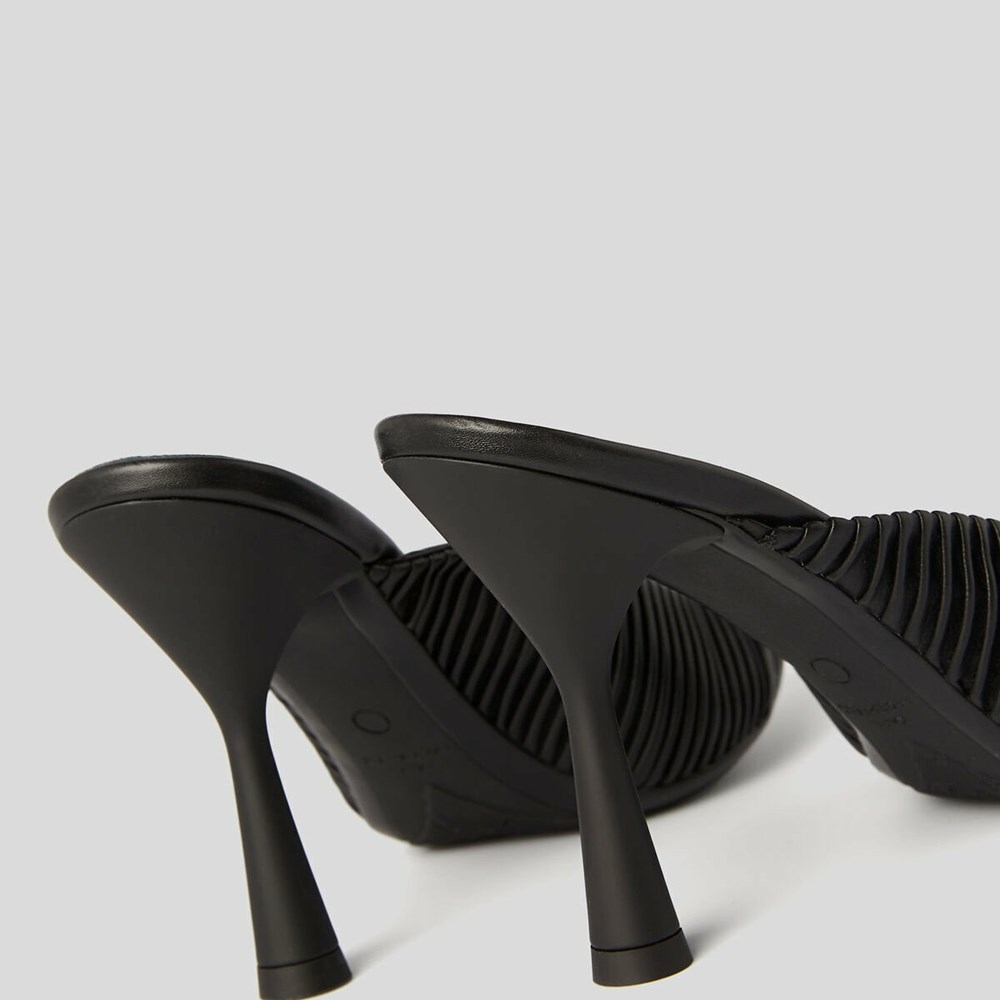 Black Women's Karl Lagerfeld Panache Pleated Court Shoes Sandals & Flats | AE743BNGD