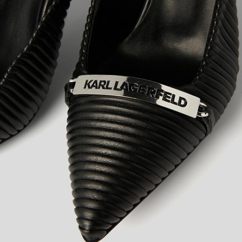 Black Women's Karl Lagerfeld Panache Pleated Court Shoes High Heels | AE764QOGP