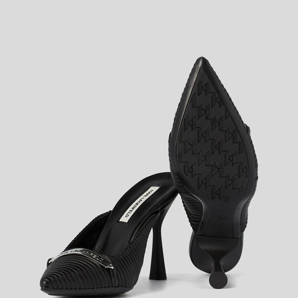 Black Women's Karl Lagerfeld Panache Pleated Court Shoes High Heels | AE764QOGP