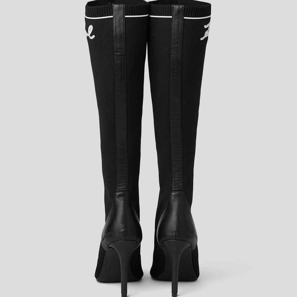 Black Women's Karl Lagerfeld Pandara Hi Leg Signia Boots | AE103PZND