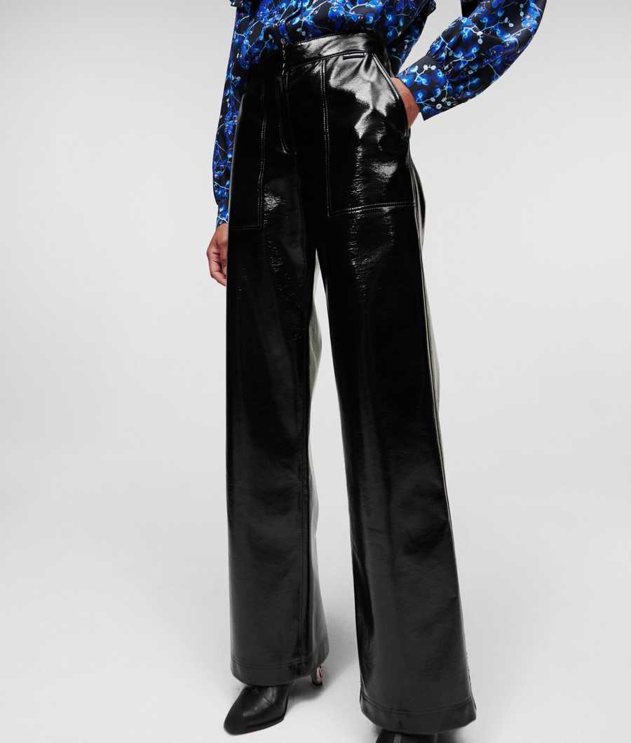 Black Women's Karl Lagerfeld Patent Faux-leather Pants | AE190JIPR