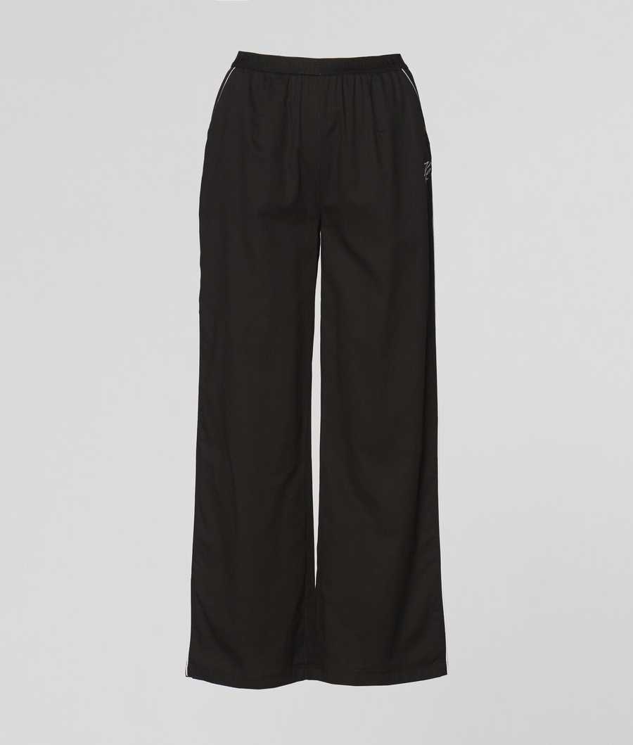 Black Women's Karl Lagerfeld Piped Pajama Pants Sleepwear | AE593IWHM