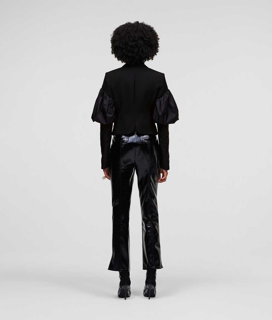 Black Women's Karl Lagerfeld Puff-sleeve Handpicked Blazers | AE642FCGP