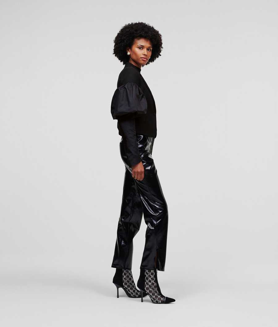 Black Women's Karl Lagerfeld Puff-sleeve Handpicked Blazers | AE642FCGP