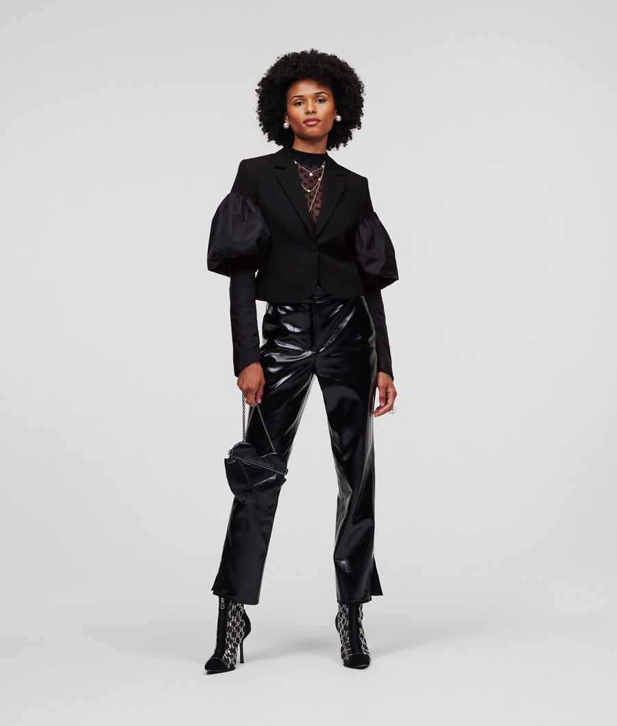 Black Women's Karl Lagerfeld Puff-sleeve Handpicked Blazers | AE642FCGP