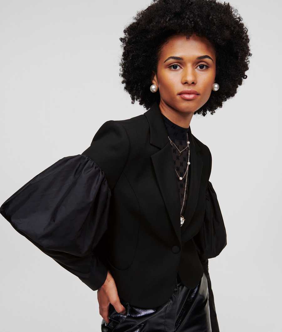 Black Women\'s Karl Lagerfeld Puff-sleeve Handpicked Blazers | AE642FCGP