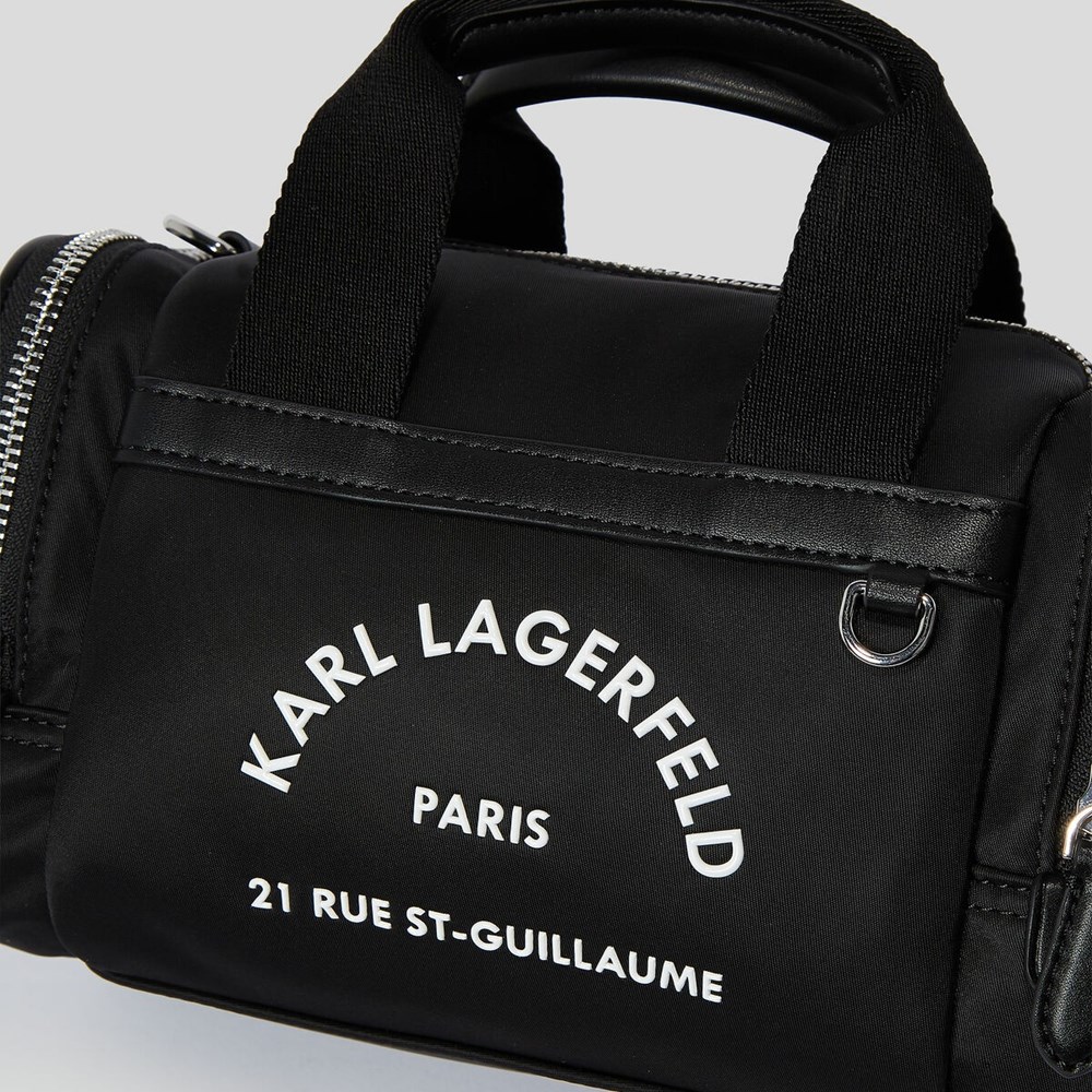 Black Women's Karl Lagerfeld Rue St-guillaume Small Nylon Gym Handbags | AE089QFLA