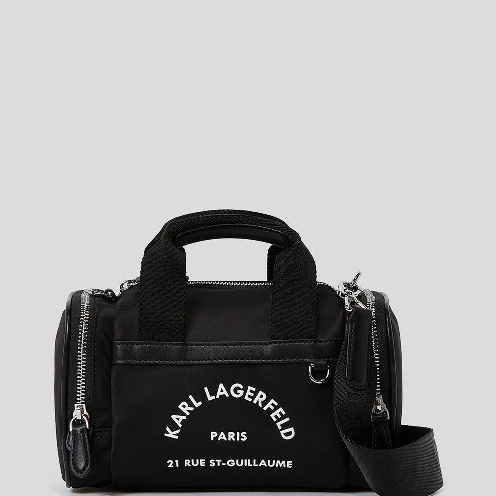 Black Women's Karl Lagerfeld Rue St-guillaume Small Nylon Gym Handbags | AE089QFLA