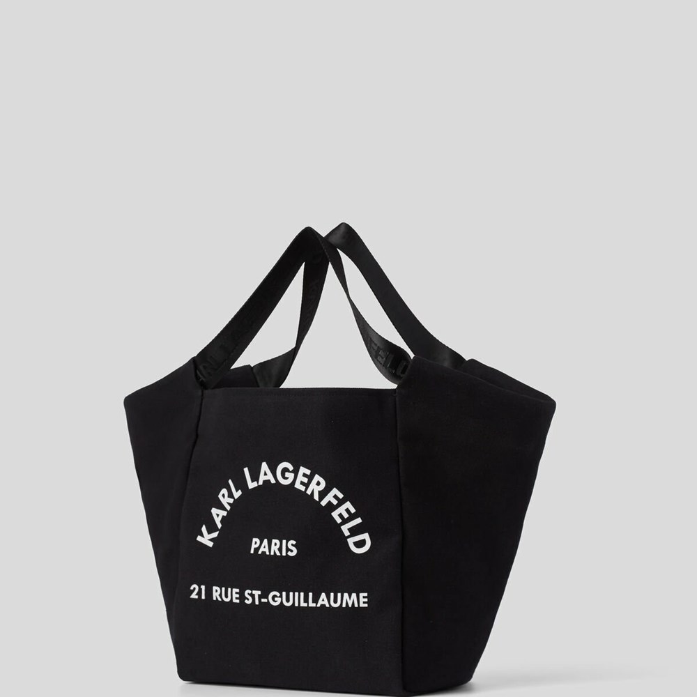 Black Women's Karl Lagerfeld Rue St-guillaume Canvas Shopper Tote Bags | AE105JHUC