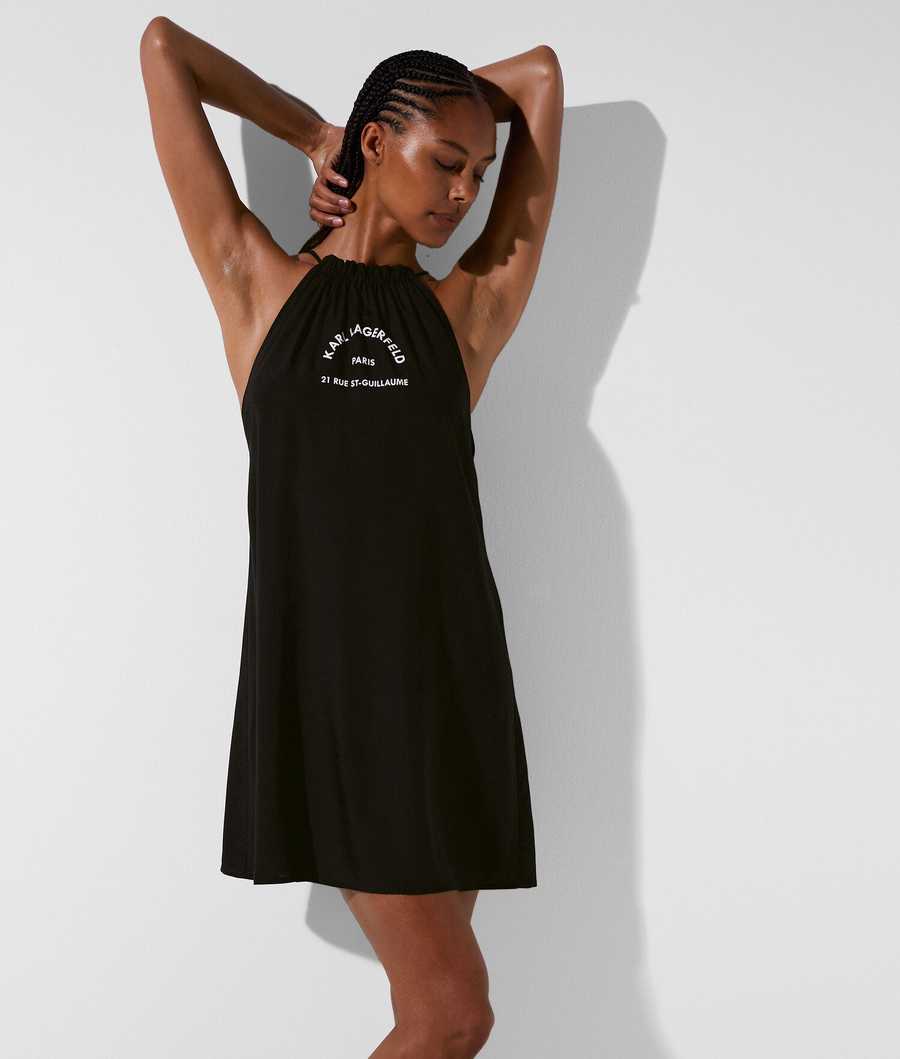 Black Women\'s Karl Lagerfeld Rue St-guillaume Beach Dress Beachwear | AE109FGHT