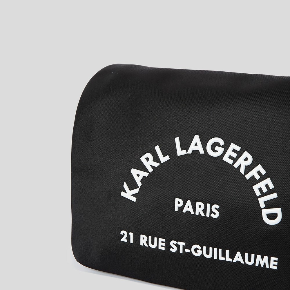 Black Women's Karl Lagerfeld Rue St-guillaume Nylon Shoulder Bags | AE289JWQI