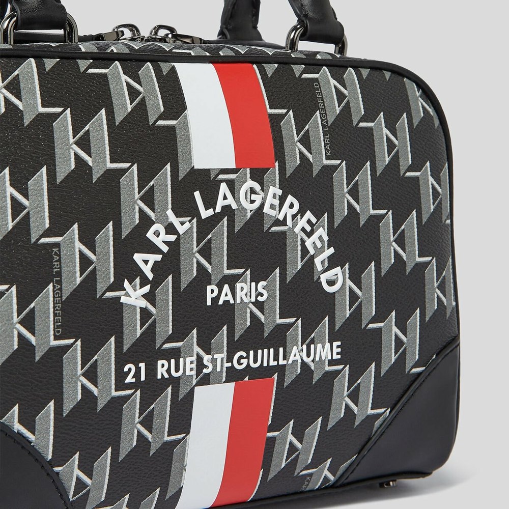 Black Women's Karl Lagerfeld Rue St-guillaume Kl Monogram Small Bowling Bag | AE439PRJW