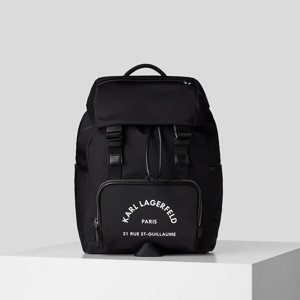 Black Women\'s Karl Lagerfeld Rue St-guillaume Nylon Backpacks | AE758MEWD