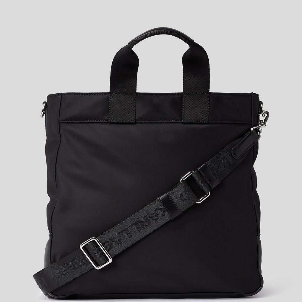 Black Women's Karl Lagerfeld Rue St-guillaume Nylon North-south Tote Bags | AE903LSIB