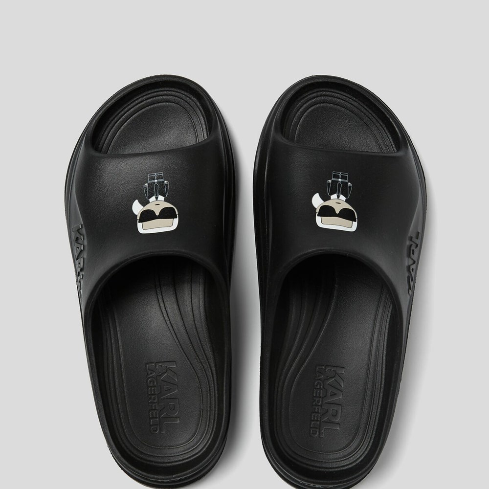 Black Women's Karl Lagerfeld Skoona K/Ikonic Slides Sandals & Flats | AE162FCSE