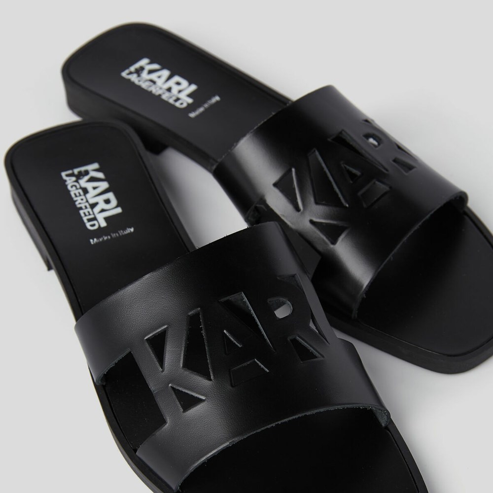 Black Women's Karl Lagerfeld Skoot Ii Karl Kut-out Sandals & Flats | AE869WIGD