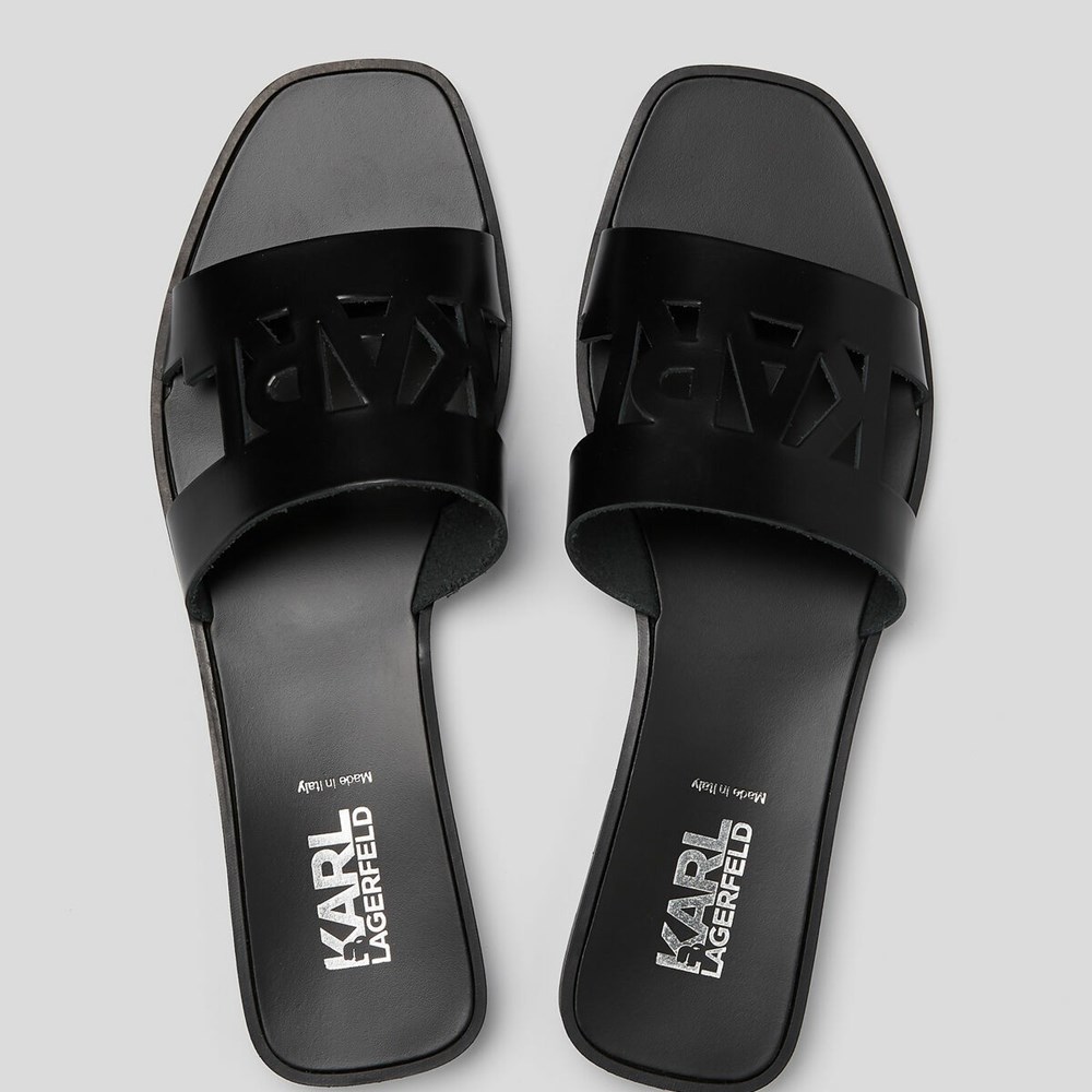 Black Women's Karl Lagerfeld Skoot Ii Karl Kut-out Sandals & Flats | AE869WIGD